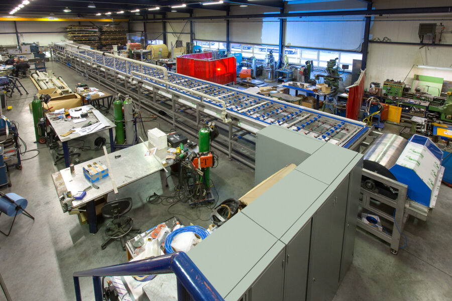 Assemblage transportband in werkplaats